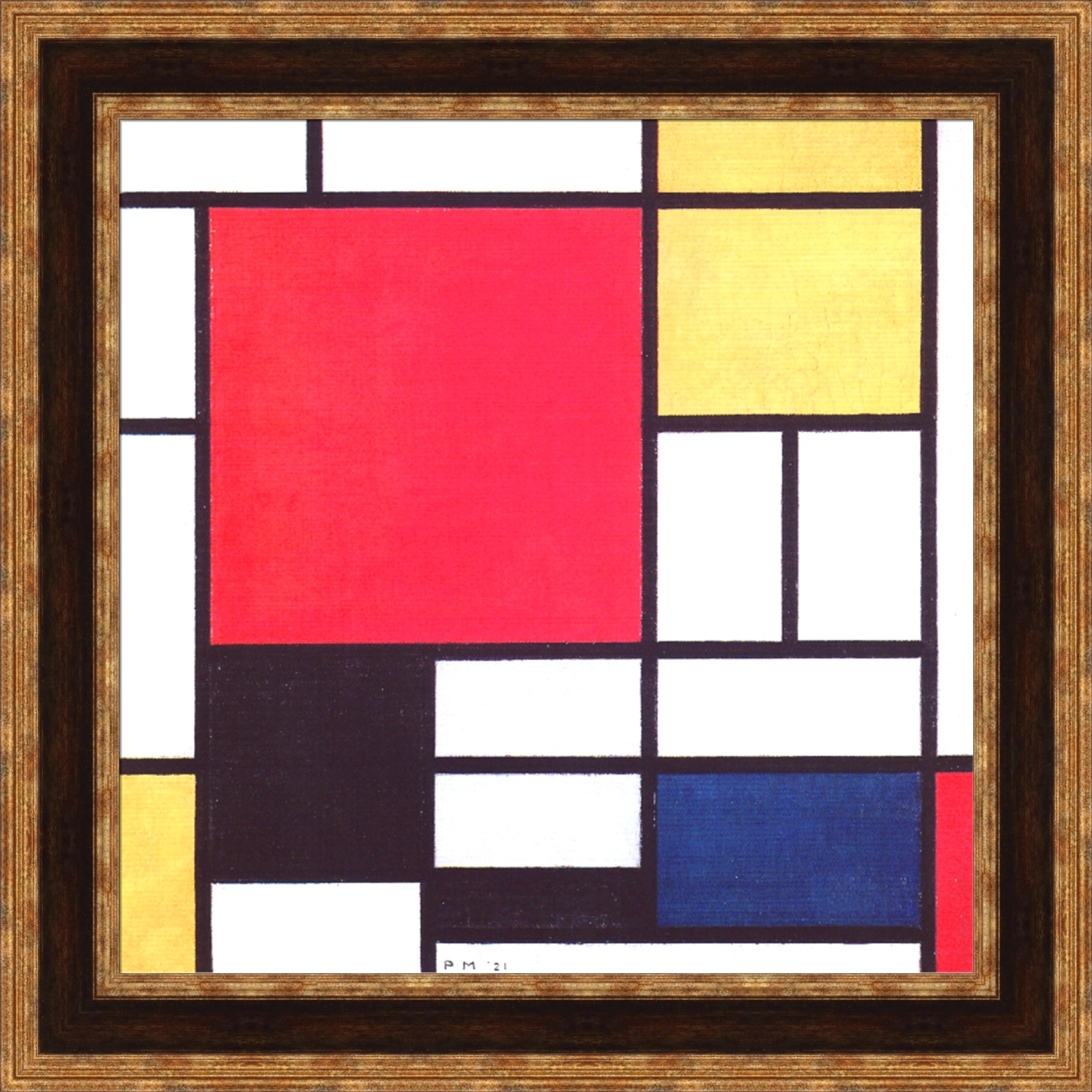 Piet Mondrian Composition in Red Yellow Blue and Black Framed 27