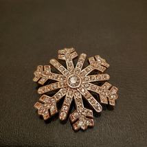 Vintage Monet Crystal Snowflake Brooch, Silver Tone Holiday Pin, Sparkling Gift image 3
