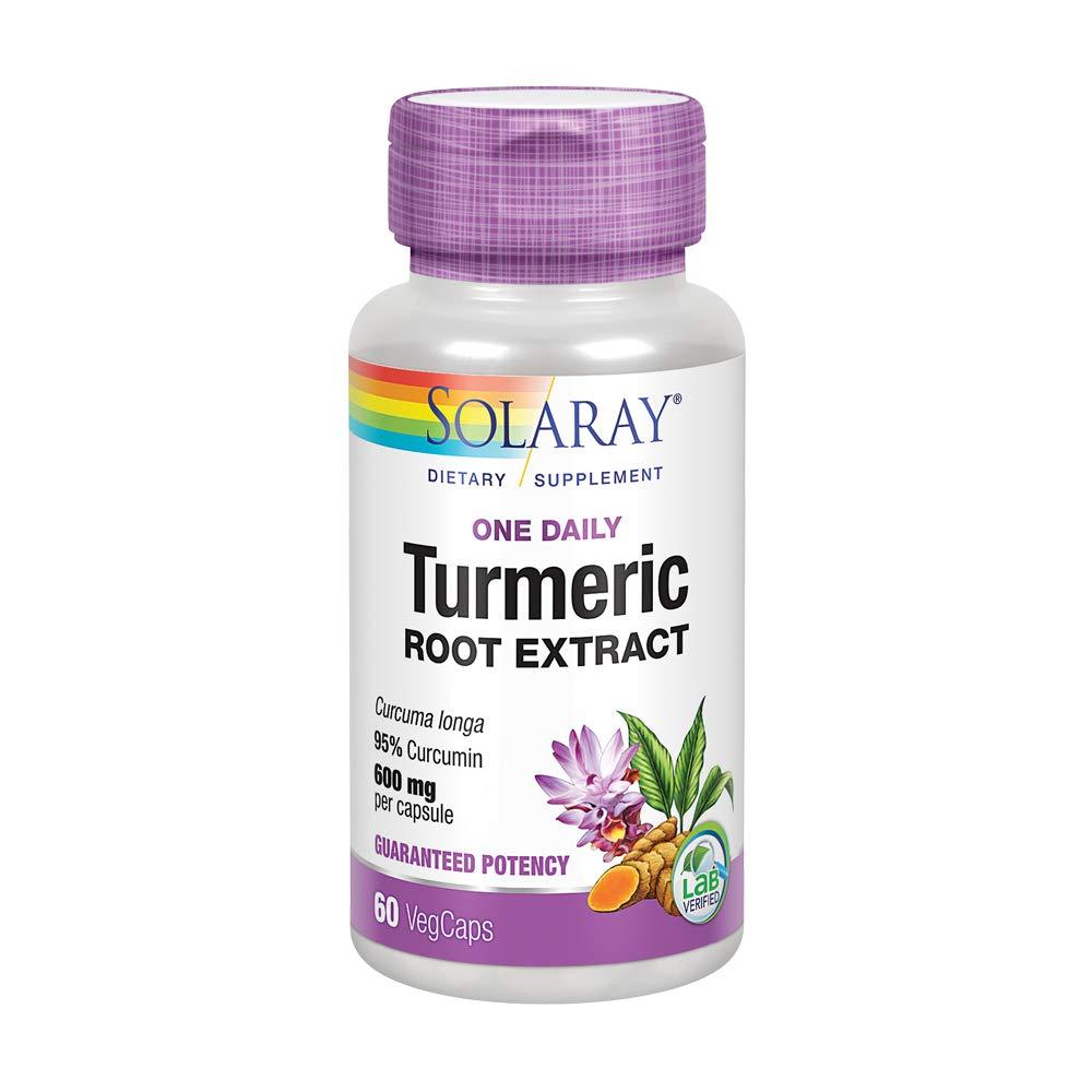 Solaray Turmeric One Daily 600 mg Veg Capsules, 60 Count