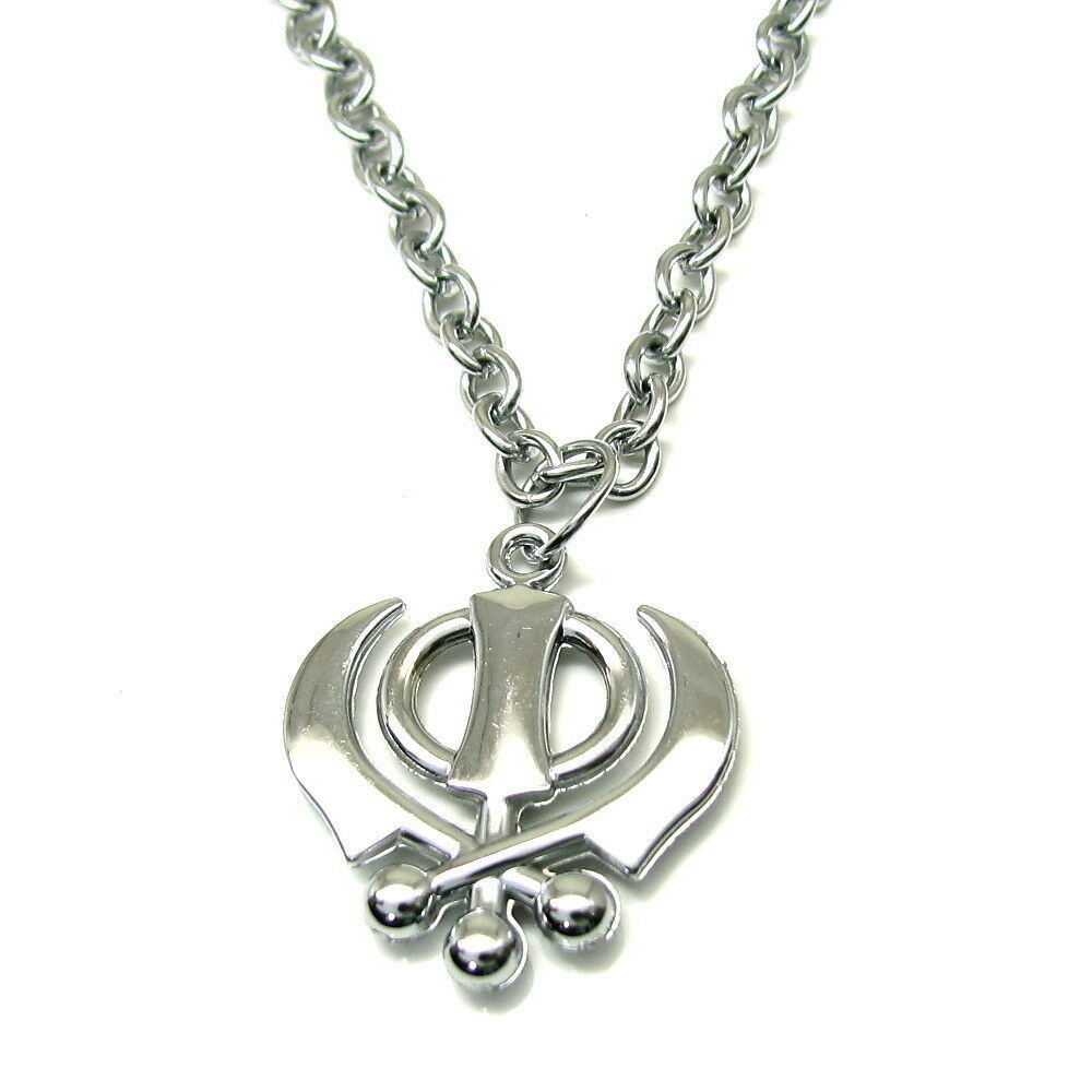 Sikh Khanda Pendant chain Necklace Steel Sihism symbol Punjabi jewelry 18 Inches - $15.49