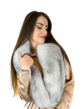 Natural Fox Fur Stole 47' (120cm) Saga Furs Big Fur Scarf White With Black Tips image 2