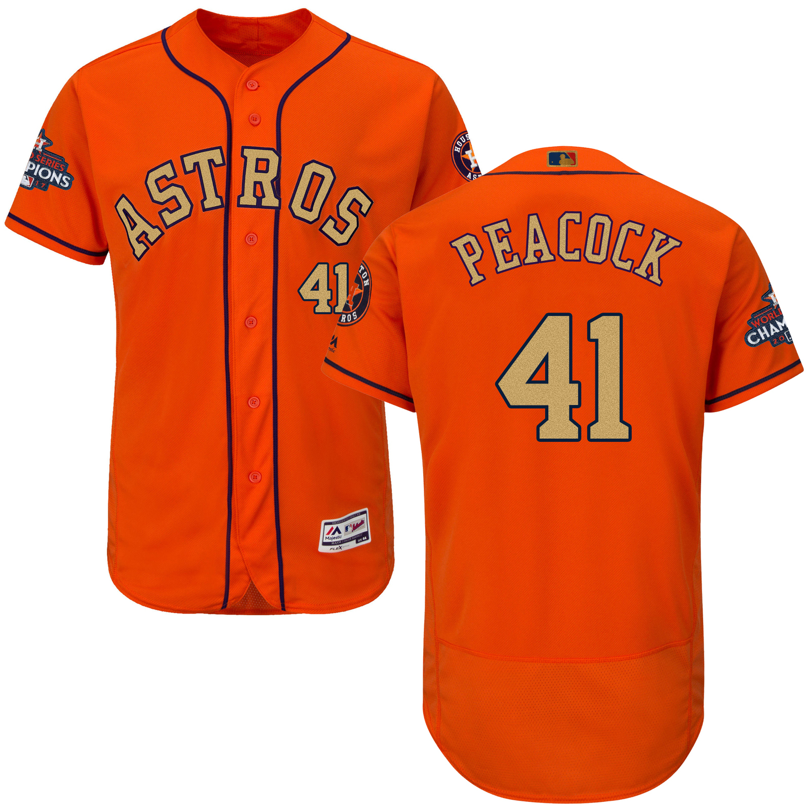 Houston Astros #41 Brad Peacock Jersey Sewn on Champions Gold Edition Orange Fle - Other Fan ...