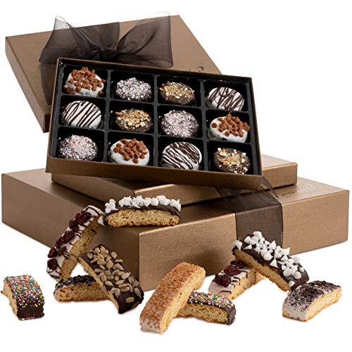 Chocolate Cookies & Biscotti Gift Basket Tower, Unique