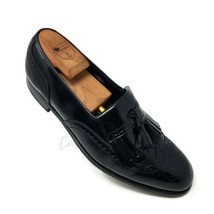 Florsheim Black Leather Tassel Kilt Brogue Wingtip Slip On Oxfords Shoes Mens 9M - $52.04