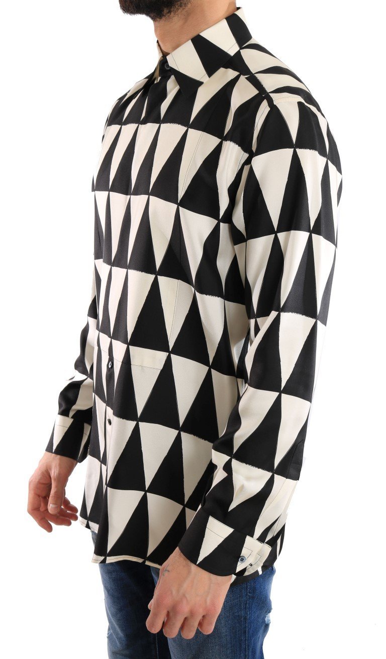 Black White Silk Triangle Shirt - Fashion
