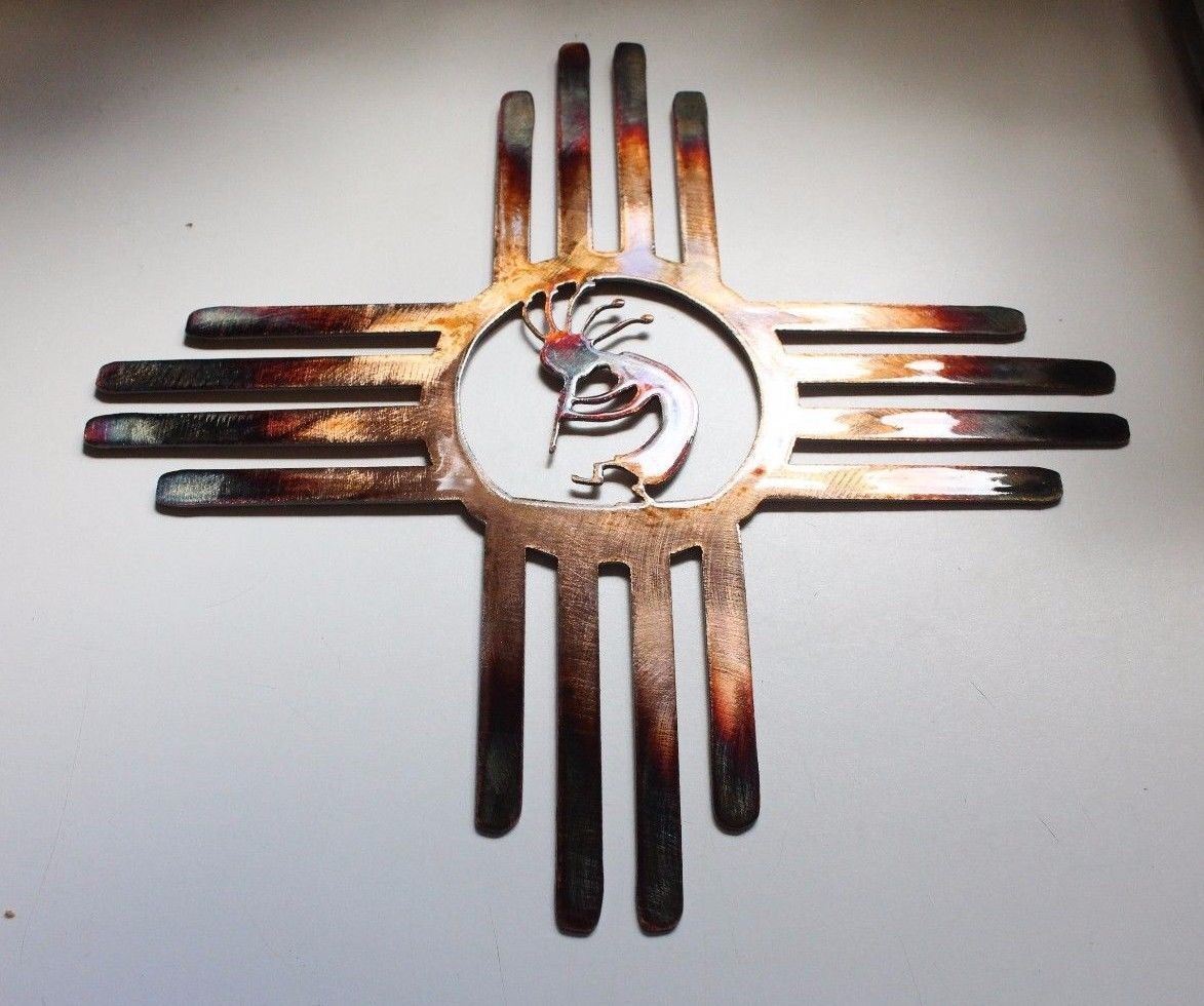 Southwestern Zia with Kokopelli Metal Wall Art Decor 14 