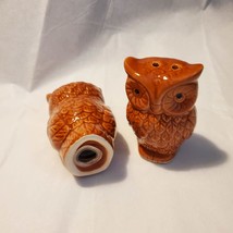 Owl Salt and Pepper Shakers, Fall Dining Decor, Ceramic Brown Bird NWT image 5