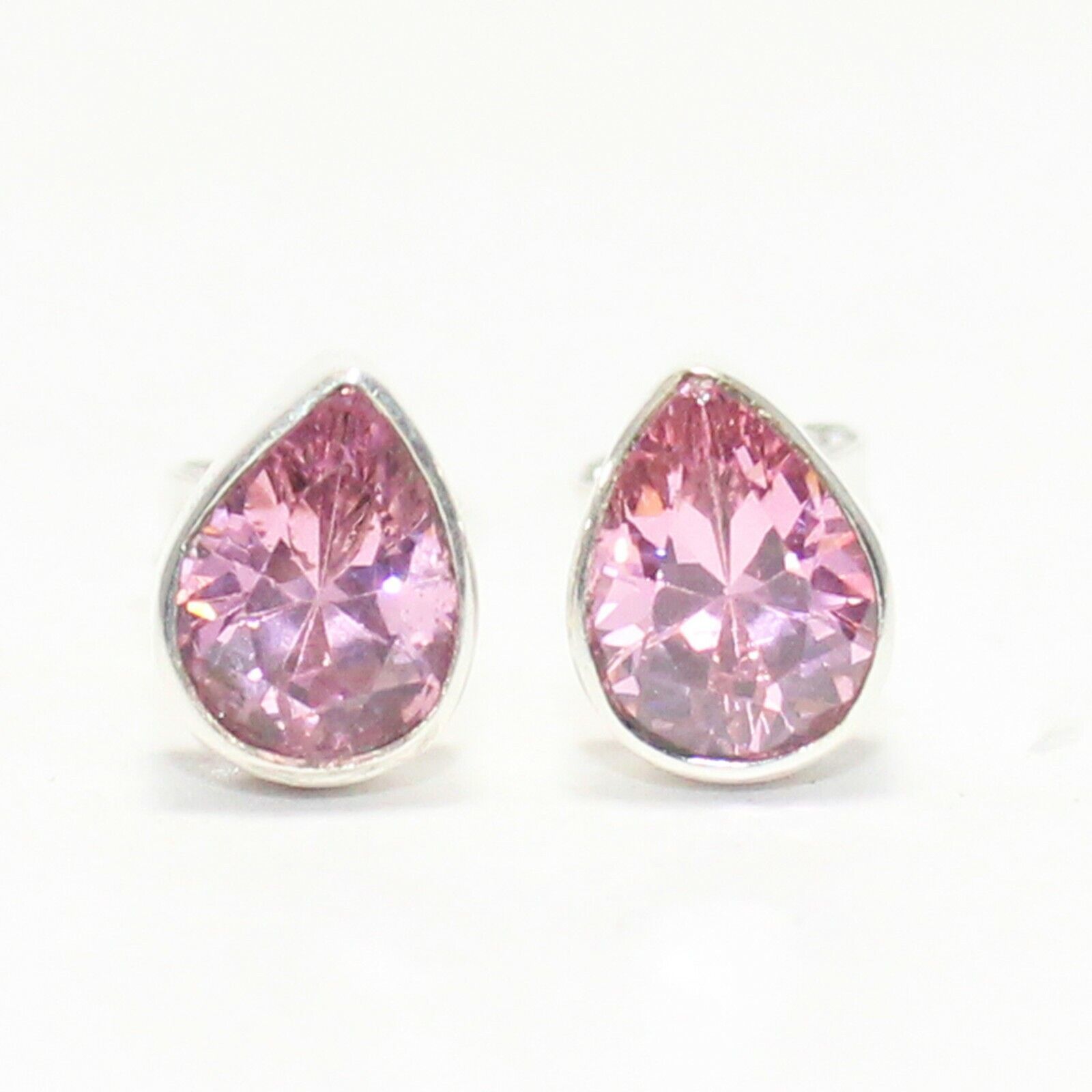 Primary image for PINK TOPAZ Lab-Created Gemstone 925 Sterling Silver Jewelry Stud Earrings