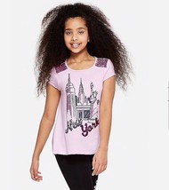 Justice Girl/'s Size 10 NEW YORK Flip Sequin Destination Tee New with Tags