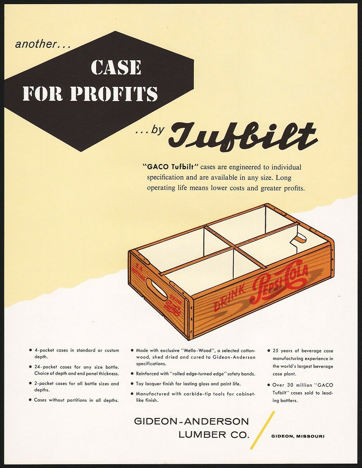 Vintage flyer PEPSI COLA natural wooden crate Gideon Anderson Lumber Missouri - $8.99