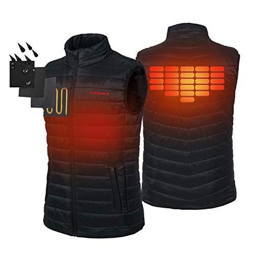 CONQUECO Men's Heated Vest Lightweight Warn Gilet Jacket with Battery