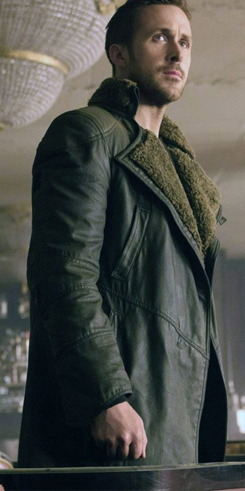 Ryan Gosling Blade Runner Shearling 100% Real Sheep Skin Trench Coat ...