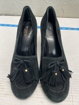 Coach Terri Wedge Black Shoes With Fringe In Suede Size 7.5B - $25.67
