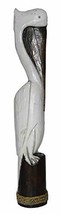 Huge 3 FT Hand Carved Sculpture Statue White Pelican ON Wood Piling, Tro... - $79.19