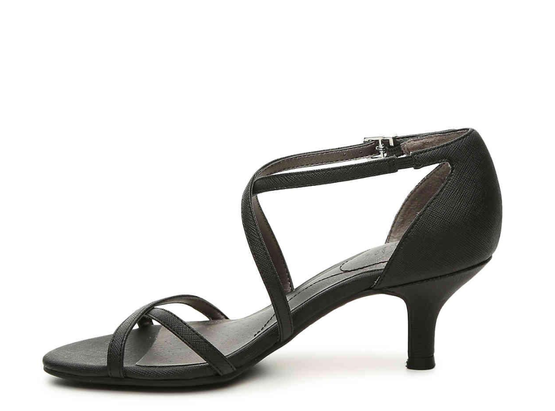 LifeStride Flaunt Ankle Strap Sandal Black Precious Size 7.5 M