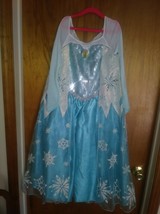 Disney Store Frozen Blue Elsa Halloween Costume Dress with Attached cape... - $24.75
