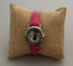 Disney Minnie Mouse Hot Pink Watch With Hanging Heart Charm By Accutime - $12.99