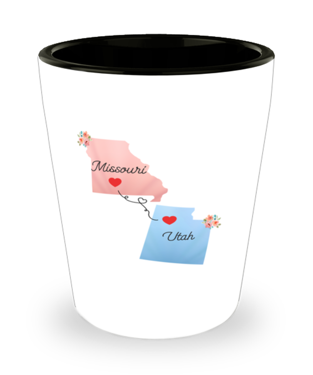 Missouri Utah Gifts | Long Distance State Shot Glass | State to State | Away