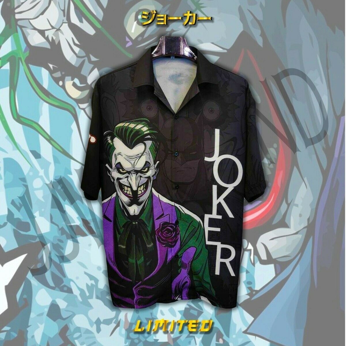Joker Batman Stunning Hawaii Shirt Style,Rayon & Italian Silk, Size M, L, XL,2XL