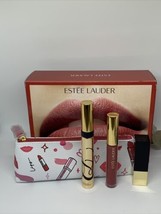Estee Lauder Pretty Pink Lips Set. Mascara,Lip Shine Sculpting Lipstick And Bag - $31.68