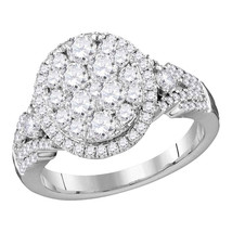 14k White Gold Round Diamond Cluster Bridal Wedding Engagement Ring 1-1/2 Ctw - $1,999.00