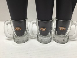 Vintage Small A&amp;W Root Beer Logo 3&quot; Tall Heavy Glass Mug 3 Mugs Little b... - $12.86