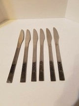 Vintage Set of 6 Satin Swirl Flatware Stainless Steel Japan Dinner Knives - $10.10