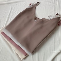 Women V Neck Beige Chiffon Tanks Tops Summer Sleeveless Chiffon Tanks US0-US12 image 11