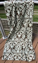 1 Waverly Essence Curtain Panel Brown & Light Sage Green Damask Cotton 87 x 49 - $29.69