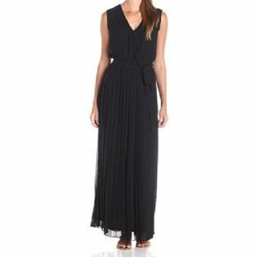 Jessica Simpson Taglia Vestito 2 Nero Pieghe Chiffon Maxi lungo Casual ...