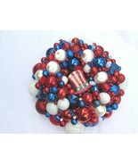 Vintage Red White Blue Patriotic Christmas Ornament Wreath 18&quot; 30775 - $222.74