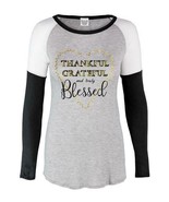 Womens Thankful Grateful and Truly Blessed Long Sleeve Baseball Black Gr... - $36.00