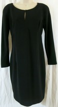 Tahari Dress 6 Black Long Sleeve Lined Solid Knee Length Classy - $11.88
