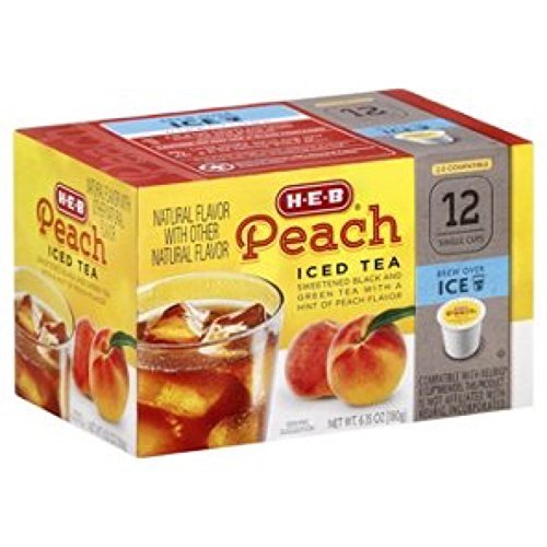 H.E.B Peach Iced Tea 12 Single Cups Compatible with Keurig Kcup