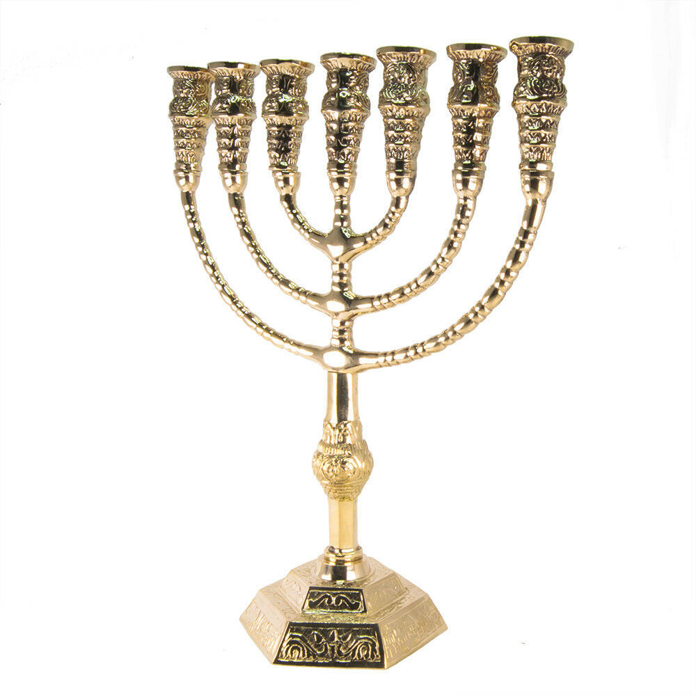 Jewish 7 Branched Candlestick Hanukkah Menorah Vintage Design Israel 11