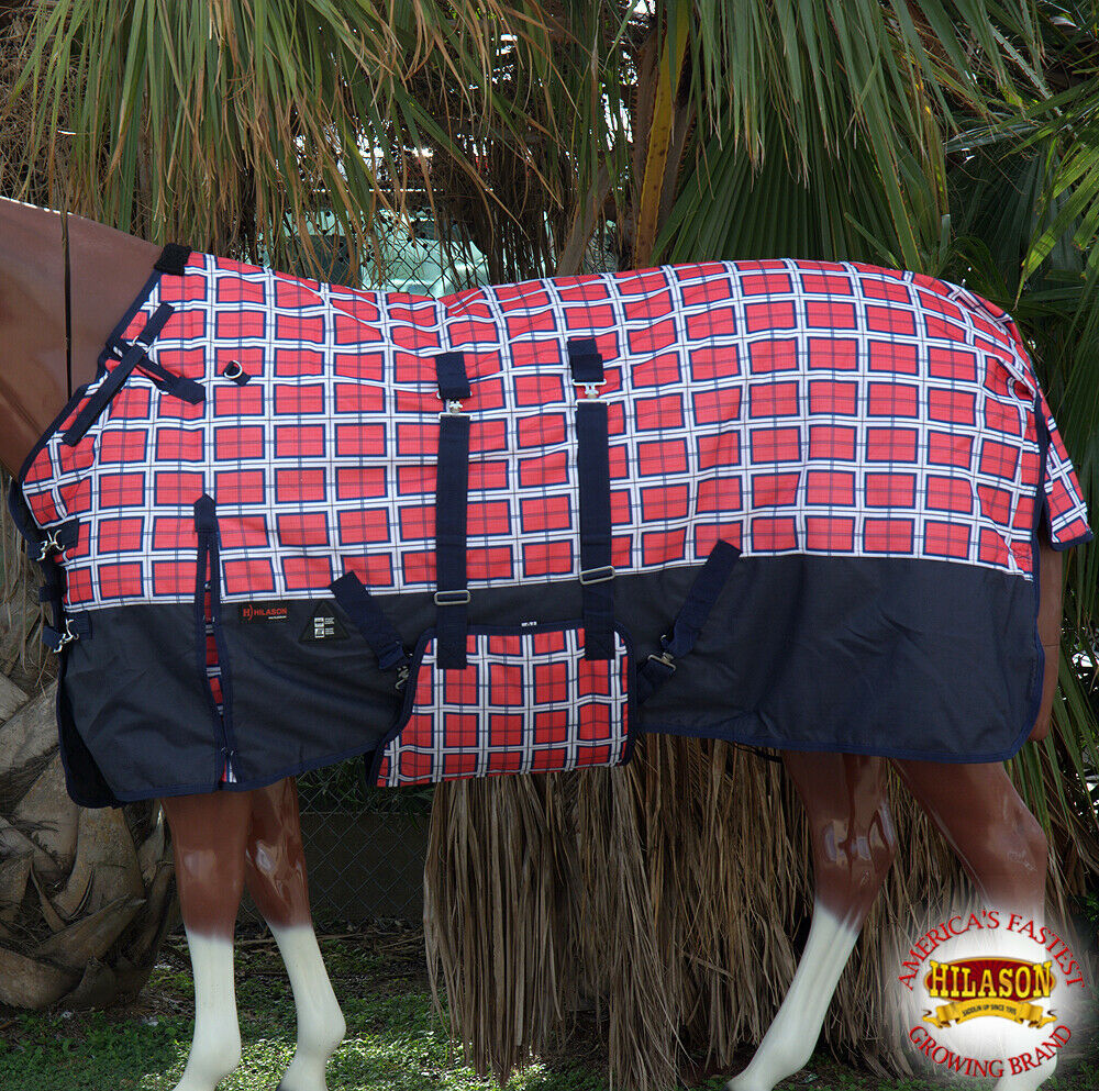 EL80 80" HILASON 1200D WINTER WATERPROOF HORSE BLANKET BELLY WRAP RED