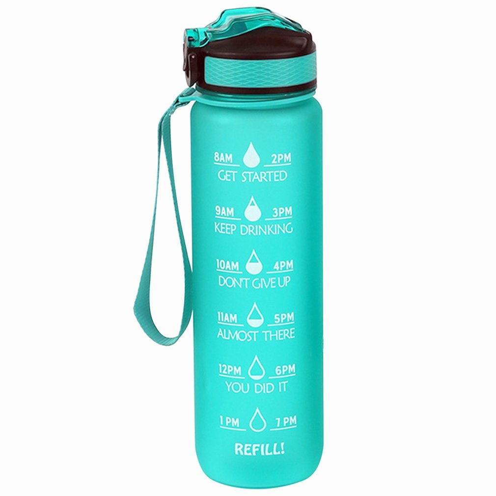 Motivational Water Bottle with Straw & Time Marker, Leakproof & BPA Free Water B