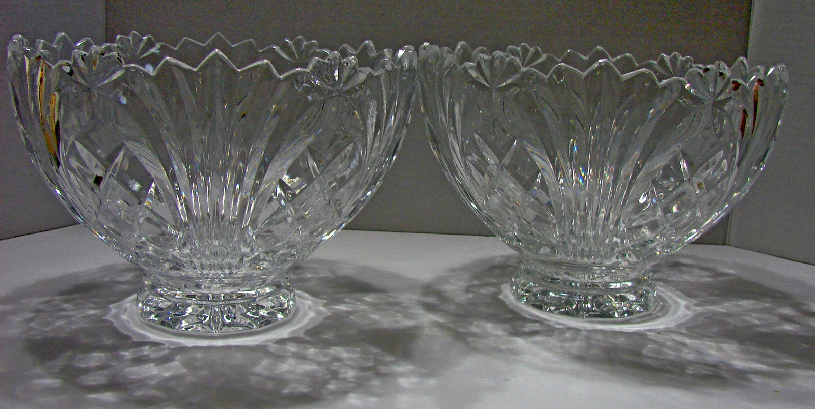 Pair of Captivating Fifth Avenue Crystal Bowls Wellington Pattern