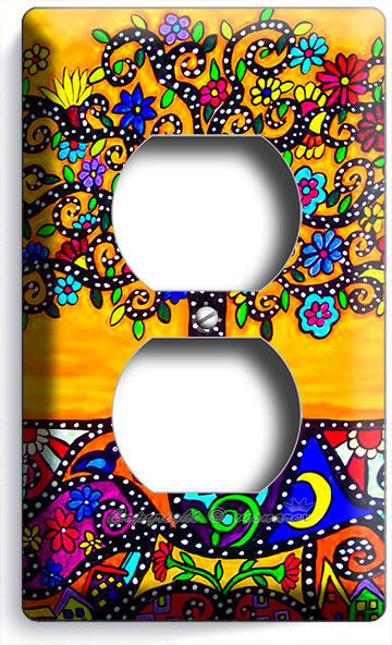 COLORFUL MEXICAN TREE OF LIFE FOLK ART OUTLET WALLPLATE ROOM HOUSE KITCHEN DECOR