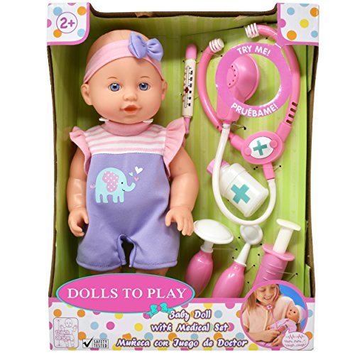 Pretend Play Medical Set, Baby Doll Doctor Kit for Kids Includes 12