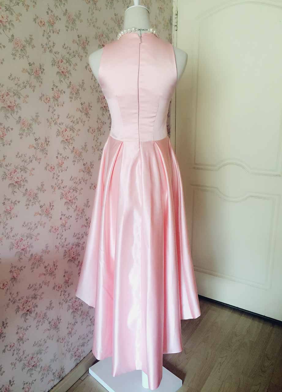 Vintage Blush  Pink  Taffeta High Low Prom  Dress  Blush  