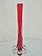 Vintage Red Fluted Bud Vase – Art Glass - One Bud Vase – Home Decor - $22.50