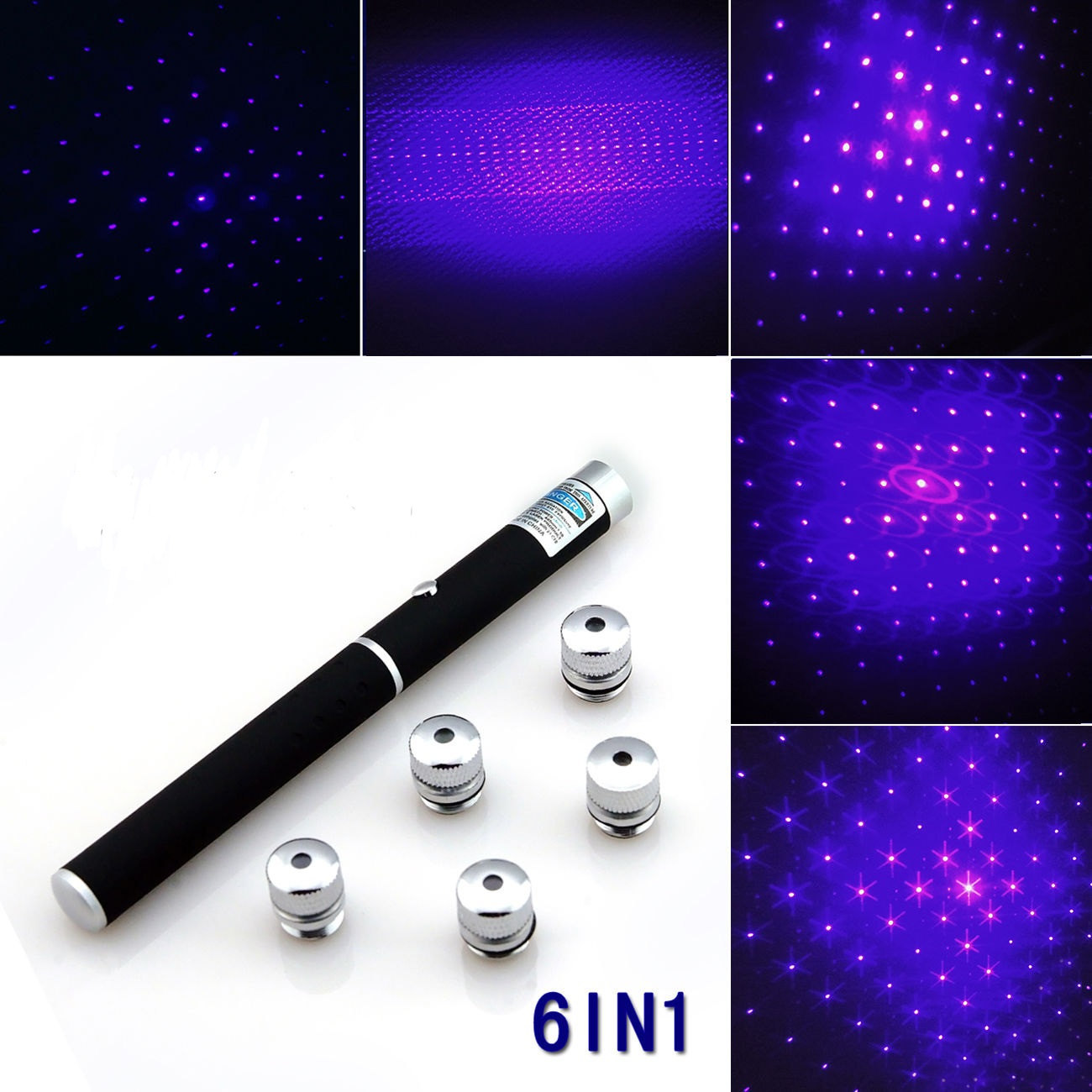 10pcs 405nm 2in1 Blue Violet Laser Pointer Pen Visible Beam Light Lazer Star Cap 