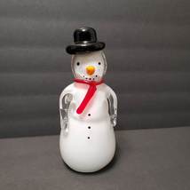 Art Glass Snowman Figurine Fifth Avenue Crystal Solid Heavy Paperweight READ
