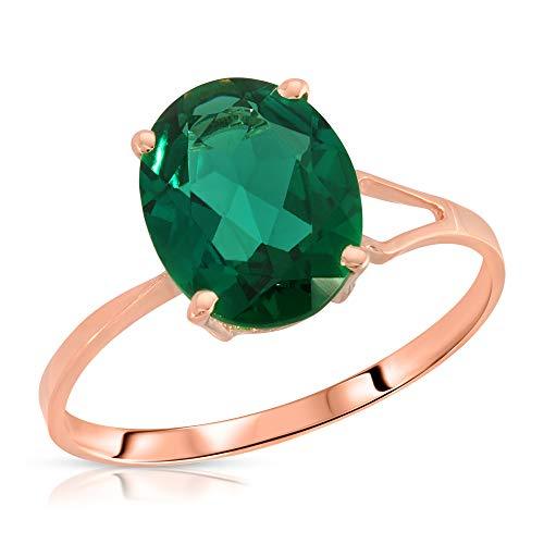 Galaxy Gold GG 1.90 Carats 14K Solid Rose Gold Emerald Solitaire Ring with Genui