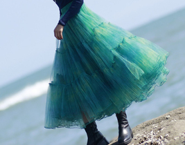 PINK Layered Tulle Midi Skirt Outfit High Waist Romantic Tulle Tutu Skirt Plus image 5