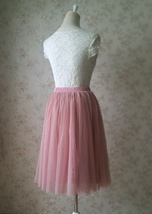 DUSTY PINK Tulle Midi Skirt Women High Waist Tutu Midi Party Skirt Plus Size image 6