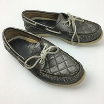 Sperry Top Sider Metallic Pewter Quilted Boat Shoes 2 Eye Womens 7 M 9302043 - $24.74