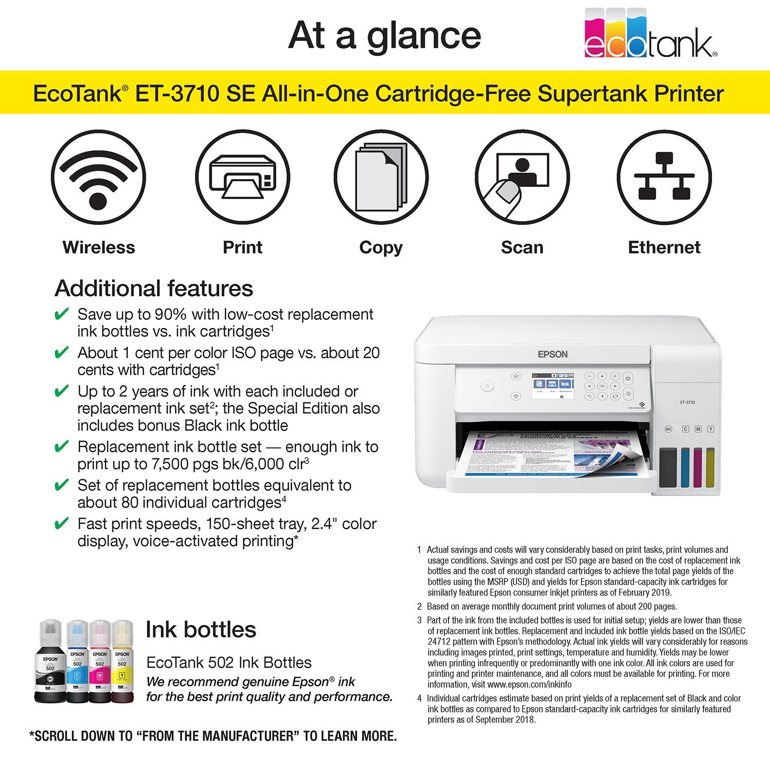 Epson EcoTank ET3710 Special Edition AllinOne Printer with Bonus
