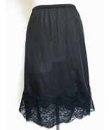Vintage Vanity Fair Black Nylon Half Slip M Pillow Tab Scalloped Lace He... - $24.99